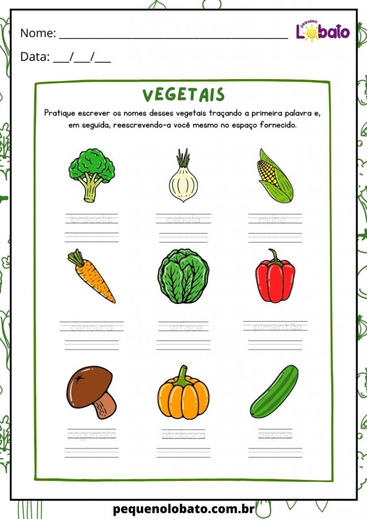 Atividades Verduras Para Educa O Infantil Para Imprimir