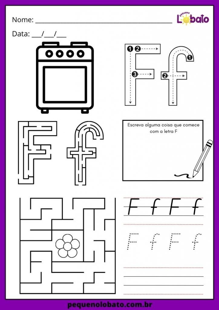 Atividades a Letra F de forma Maiúscula e Minúscula