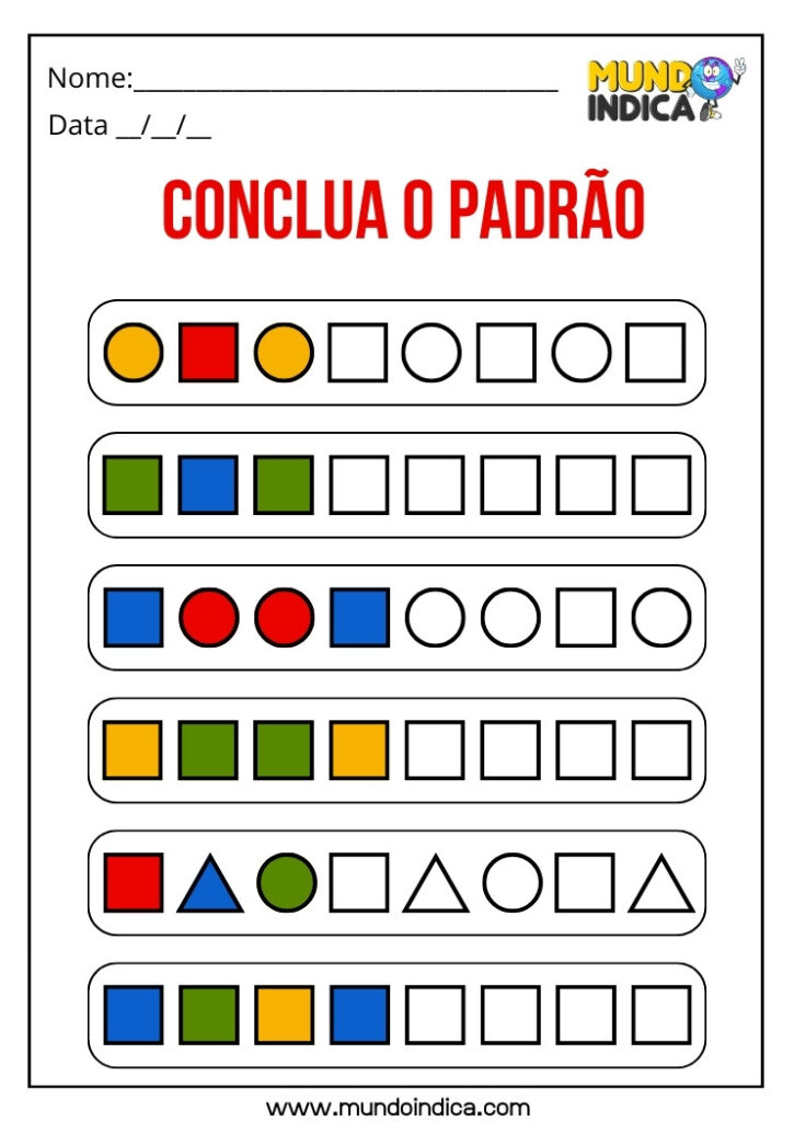 15 Atividades de Raciocínio Lógico para Autismo para Imprimir