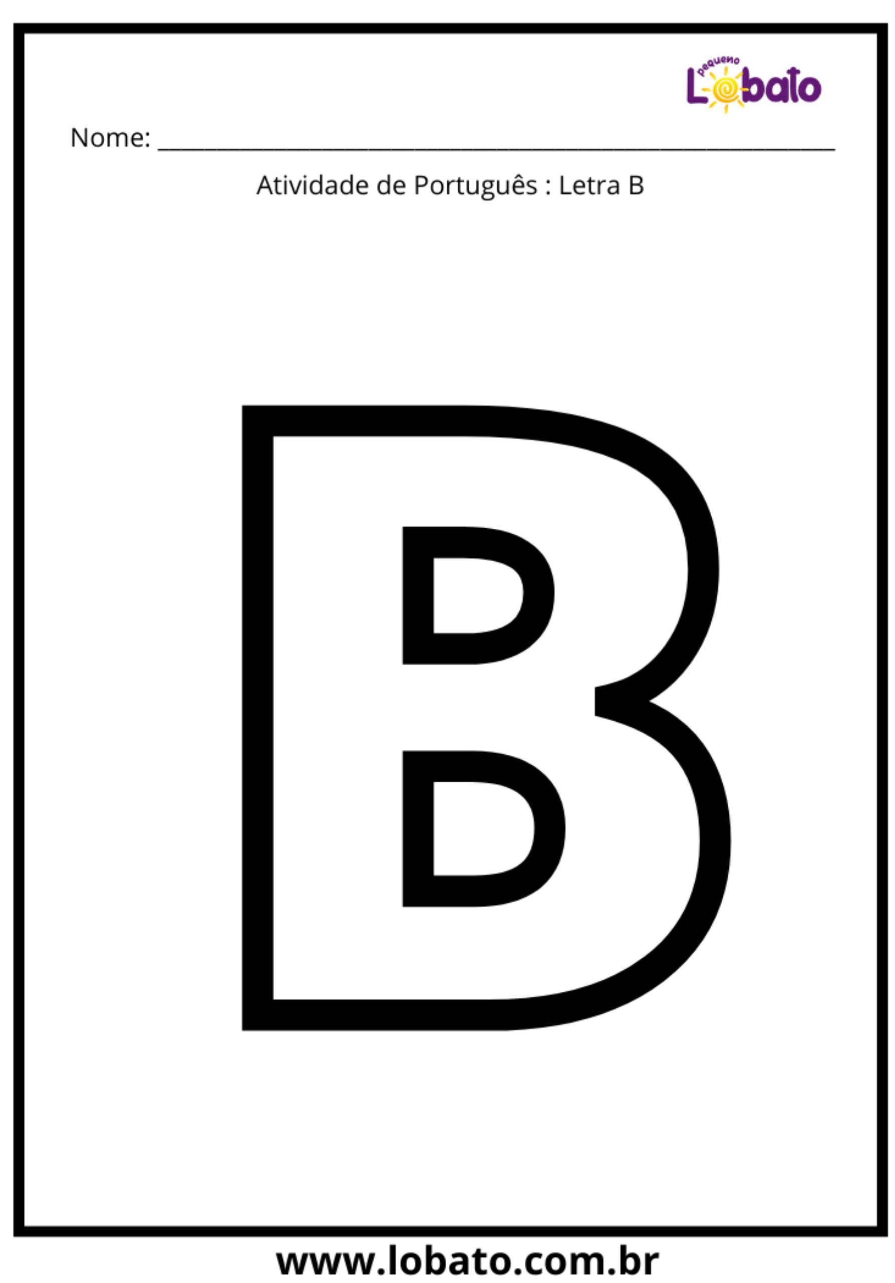 atividade Letra B do Alfabeto para imprimir