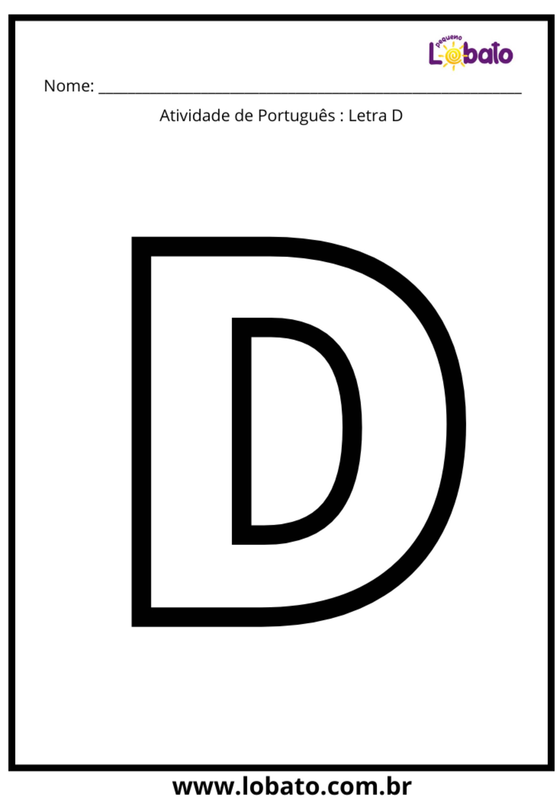 atividade Letra D do Alfabeto para imprimir