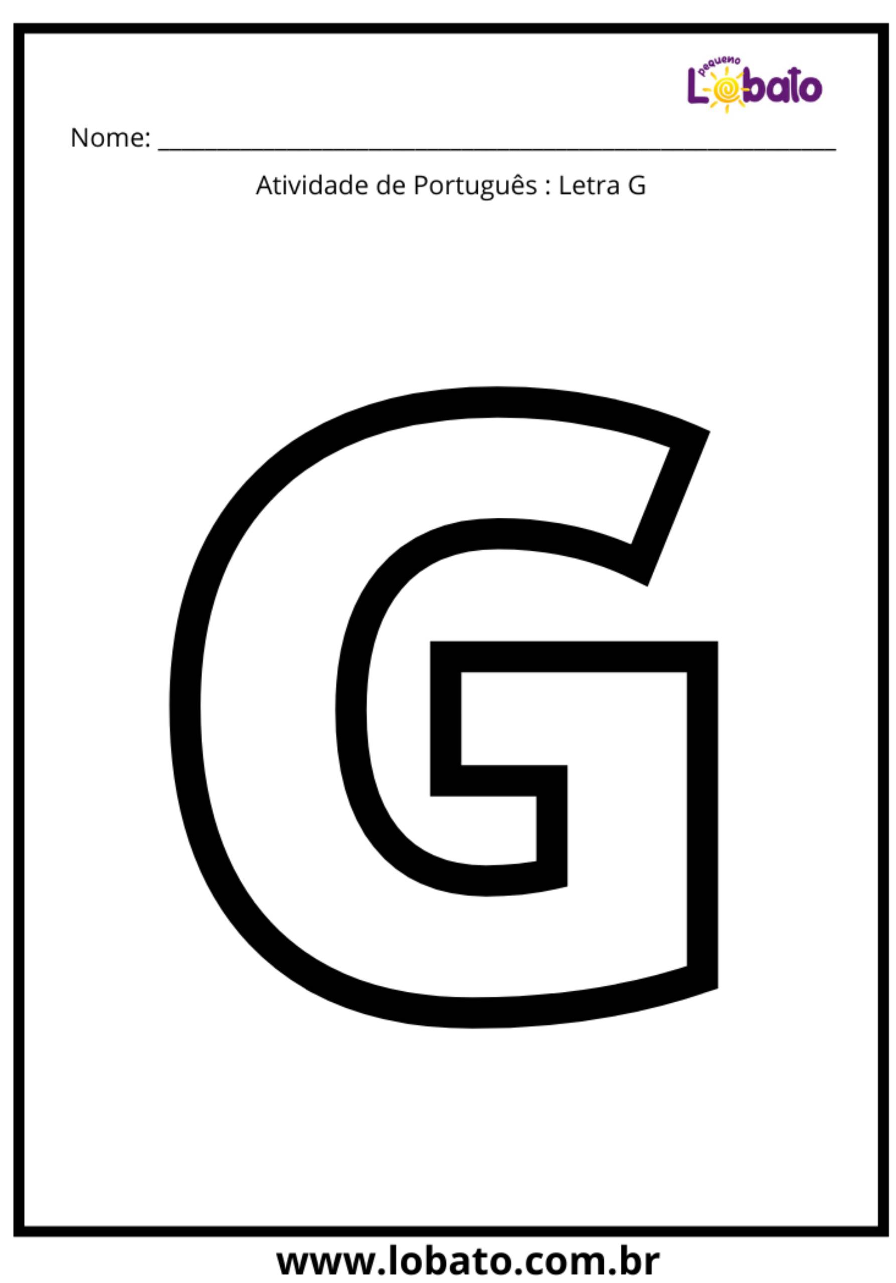 atividade Letra G do Alfabeto para imprimir