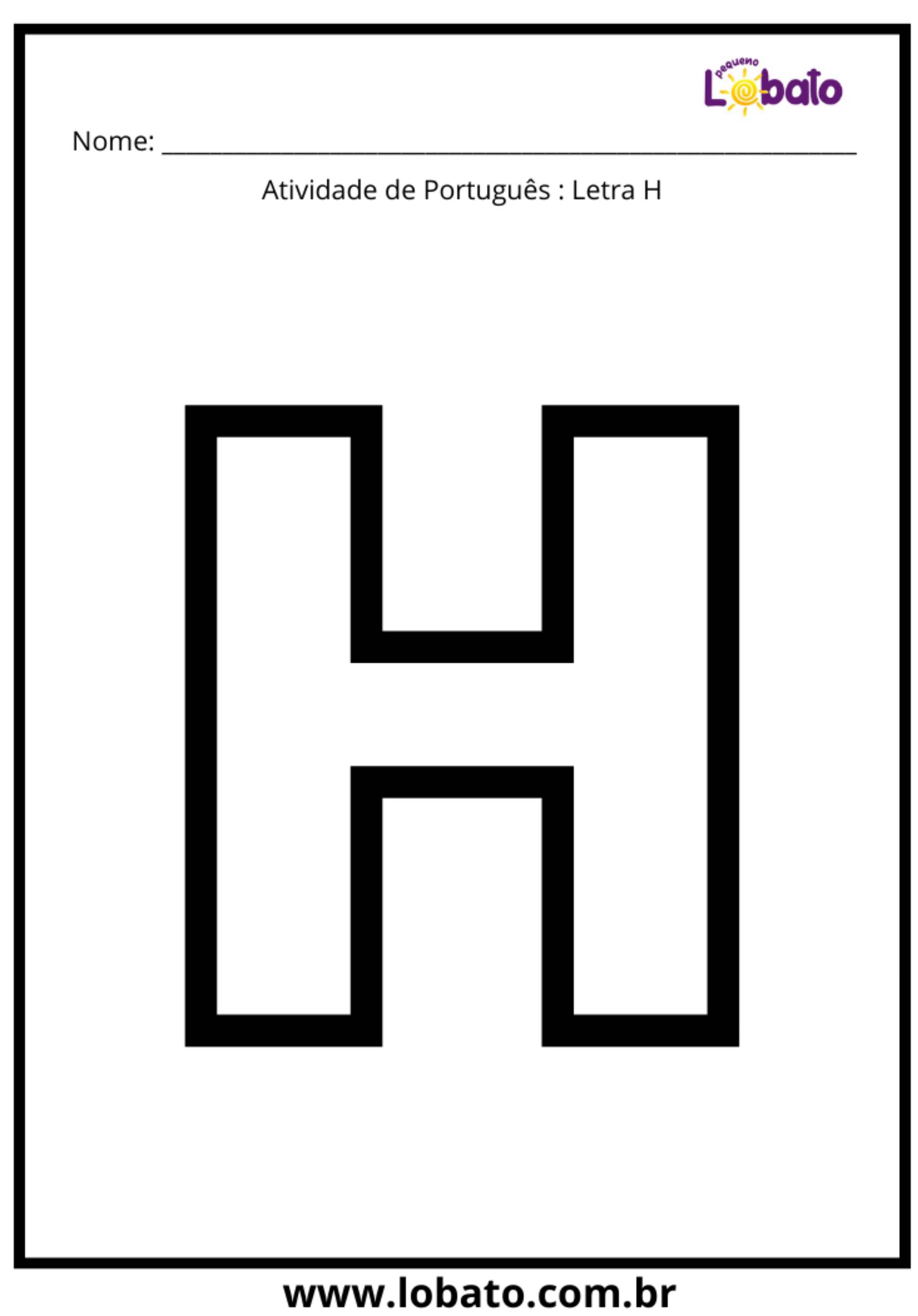 atividade Letra H do Alfabeto para imprimir