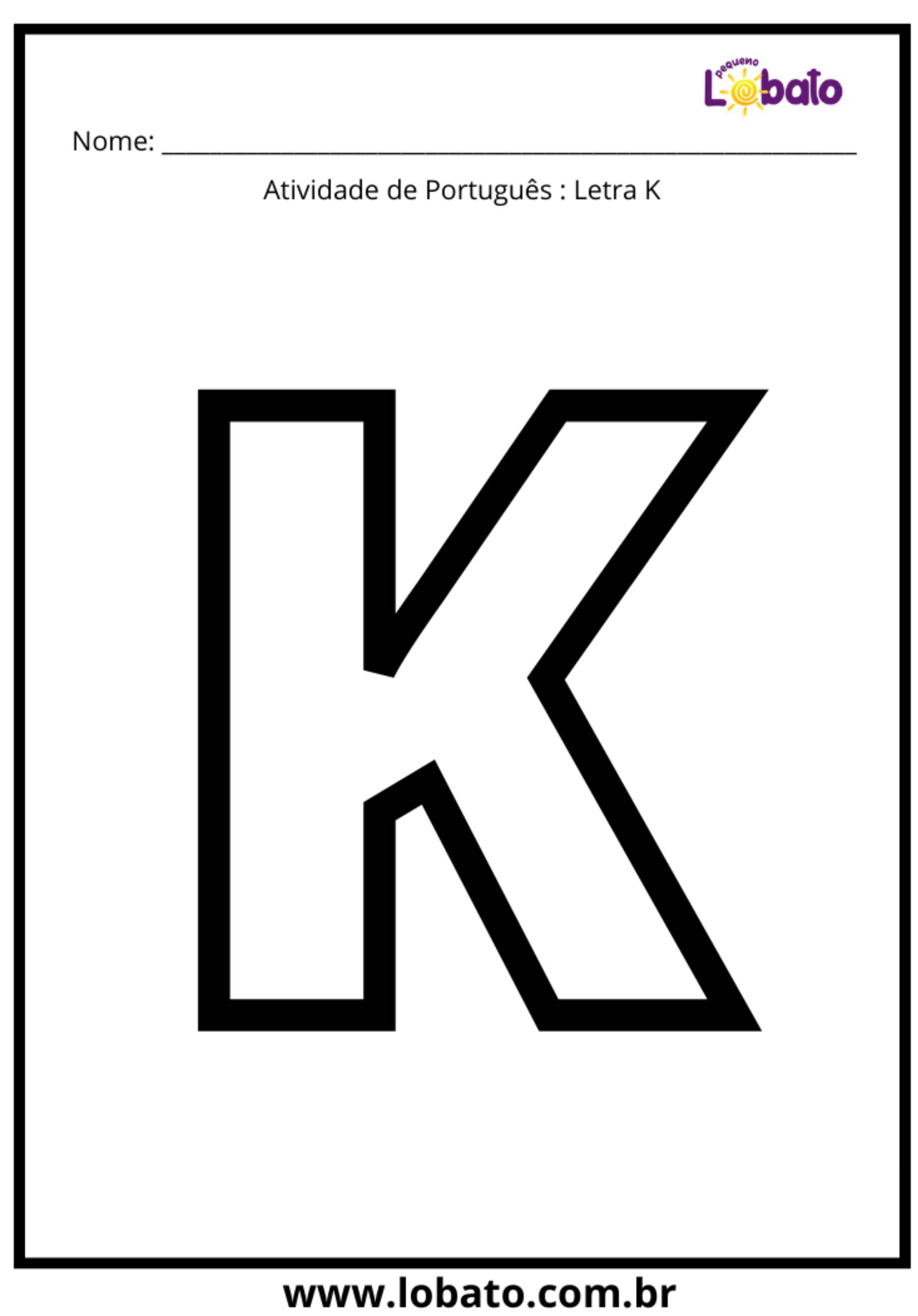 atividade Letra K do Alfabeto para imprimir