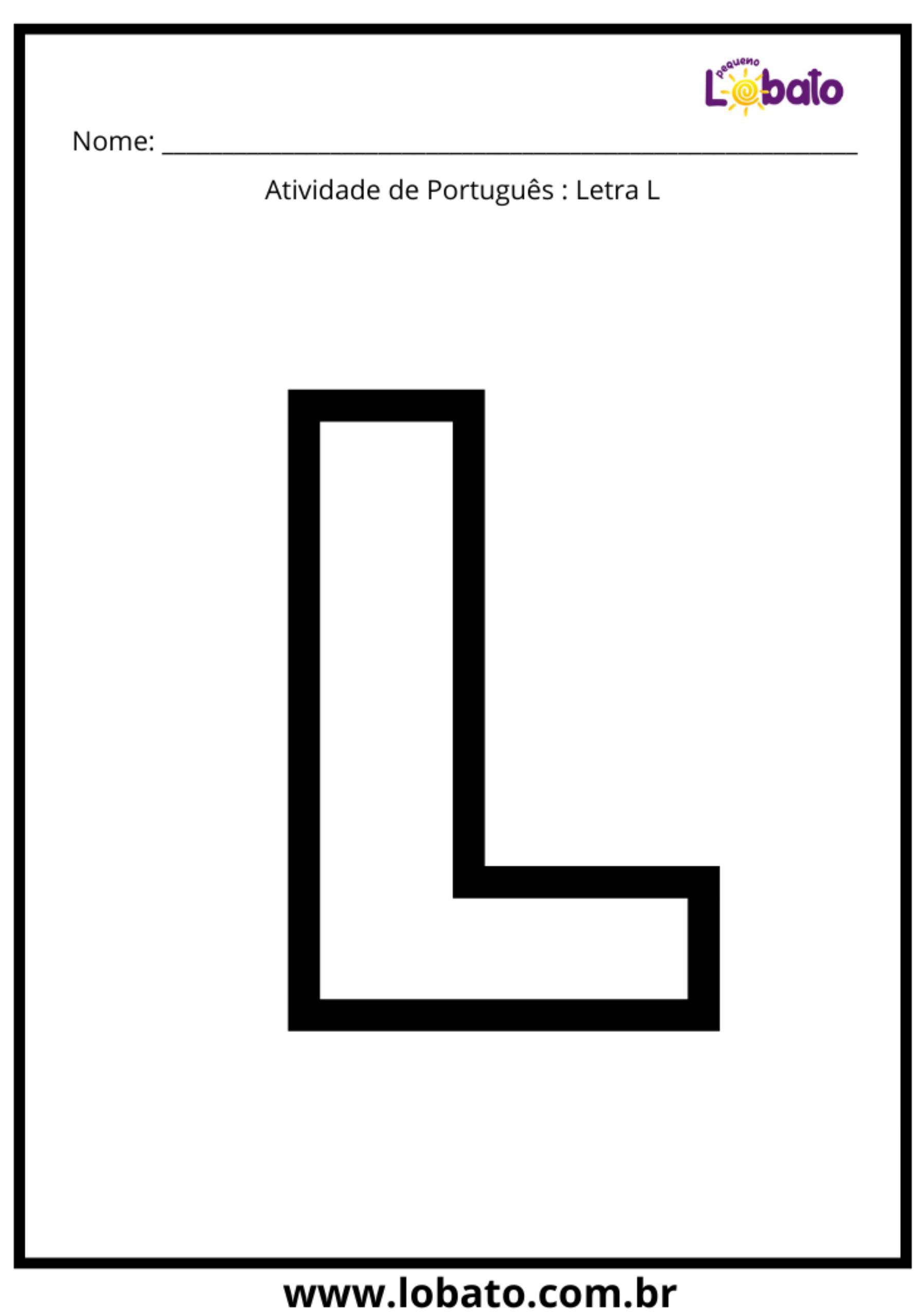 atividade Letra L do Alfabeto para imprimir
