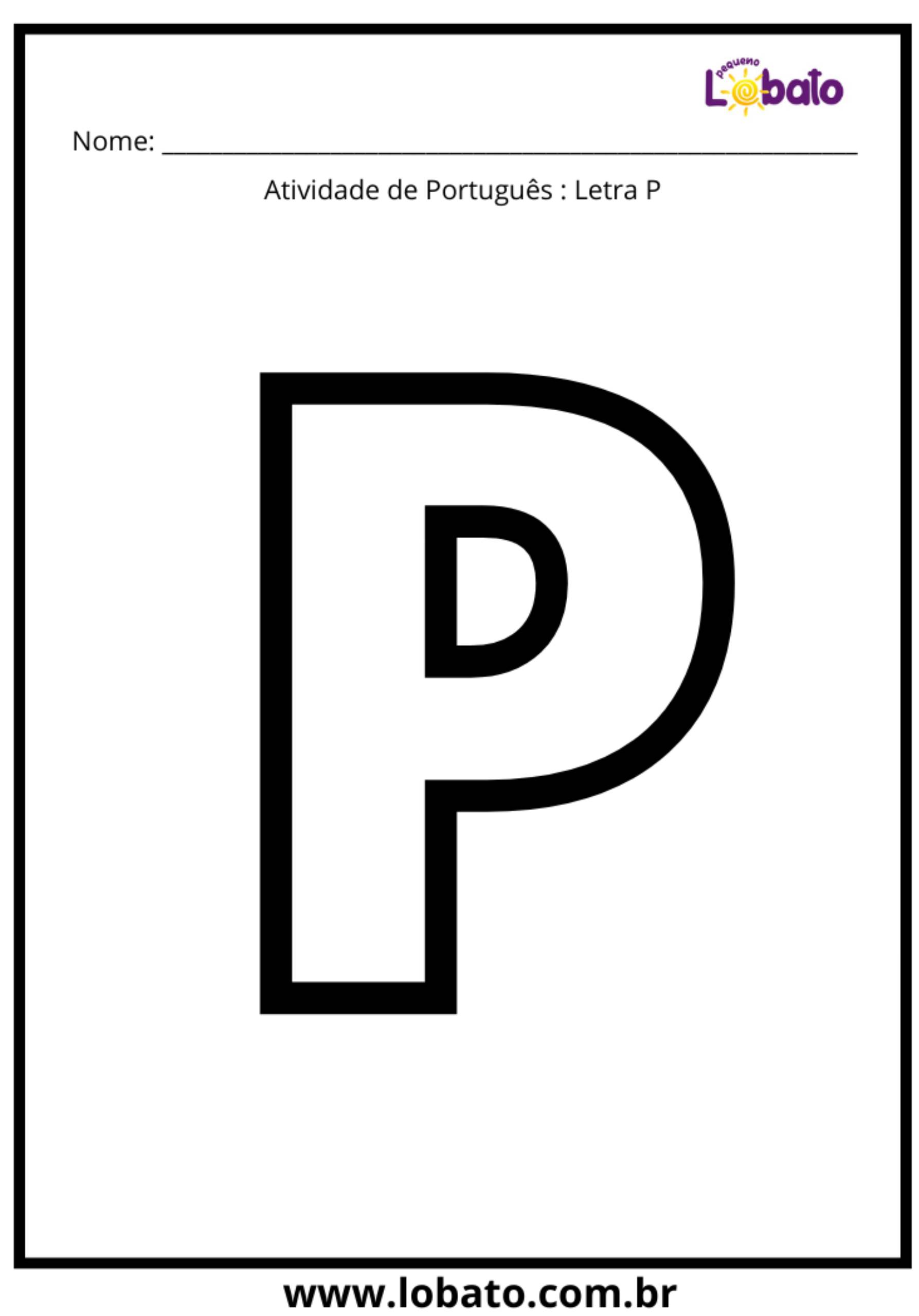 atividade Letra P do Alfabeto para imprimir