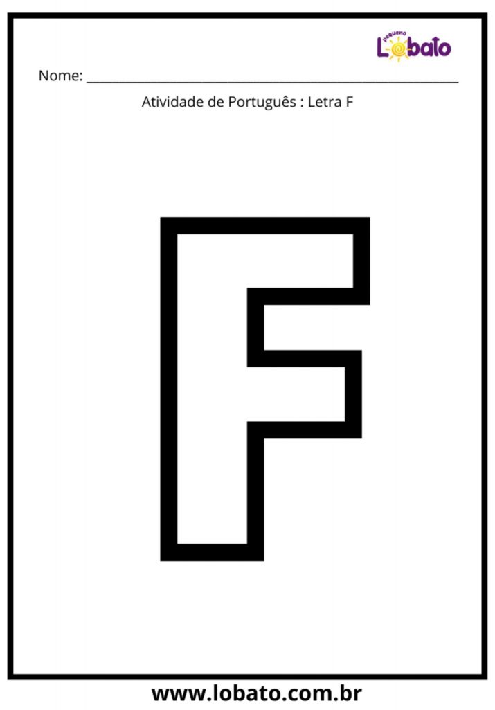 Atividade de Alfabetização letra F para colorir