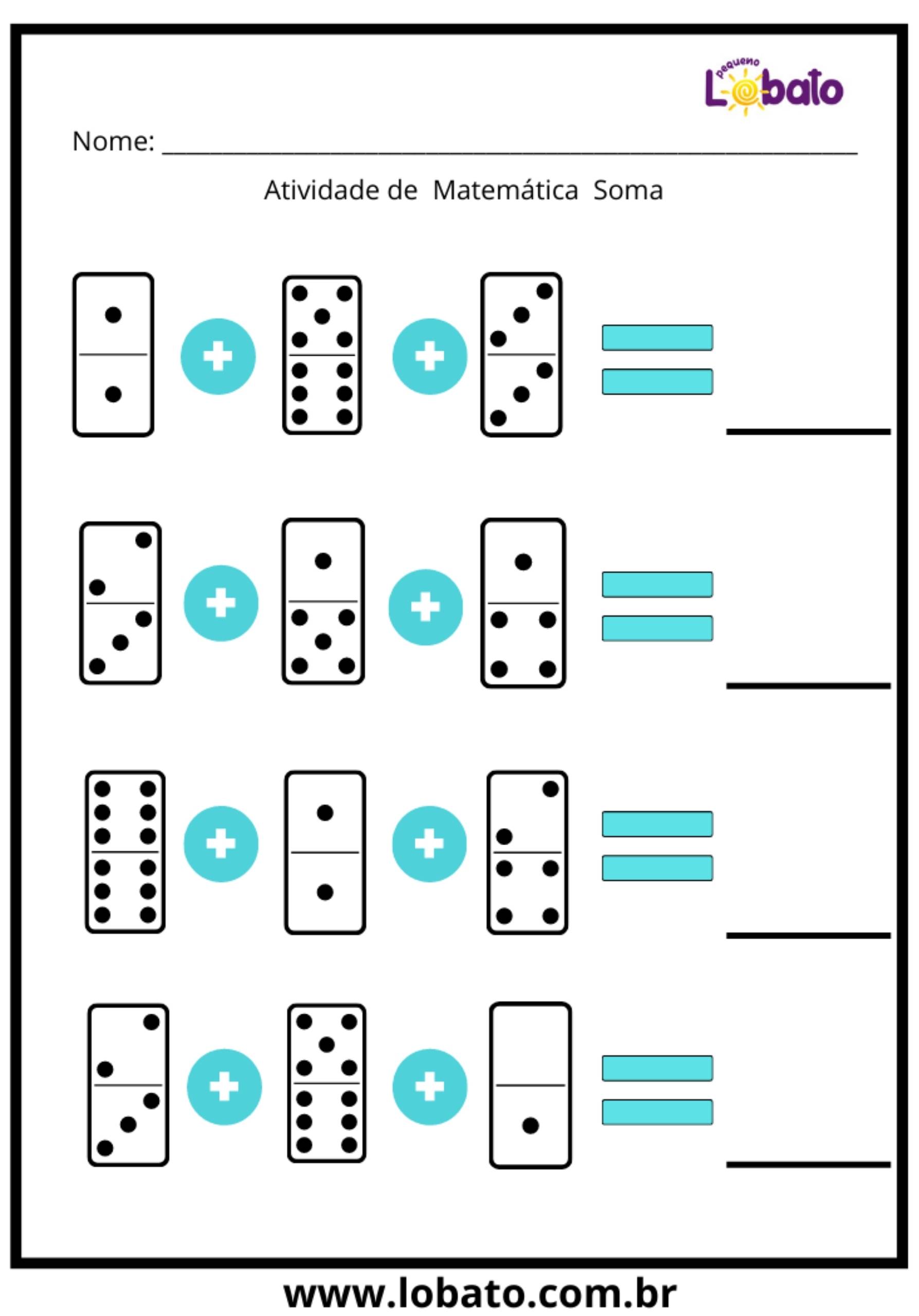 Atividade de matemática soma dupla