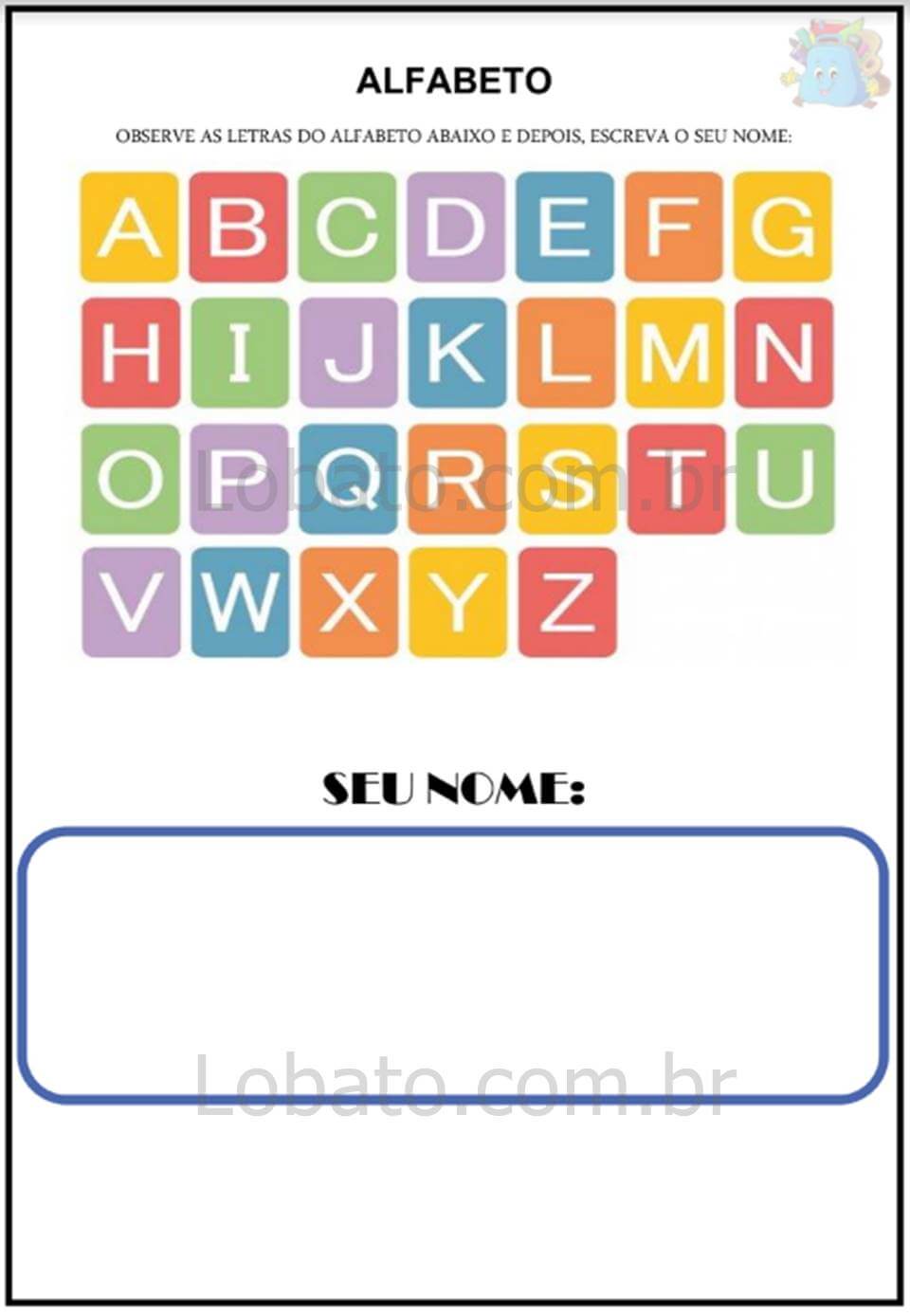 alfabeto colorido para imprimir