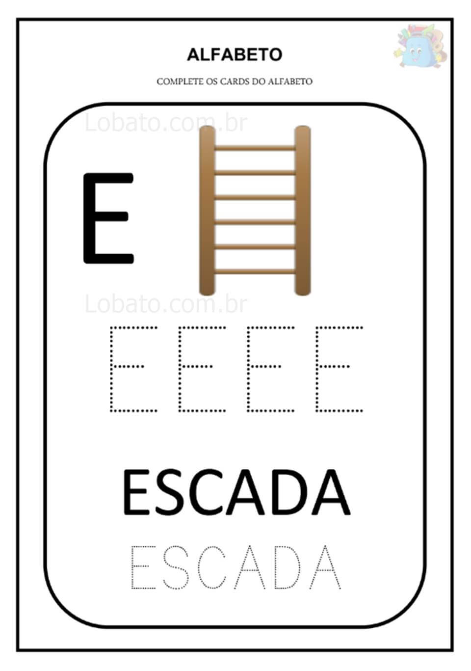Atividade de português na educação infantil com a letra E para imprimir