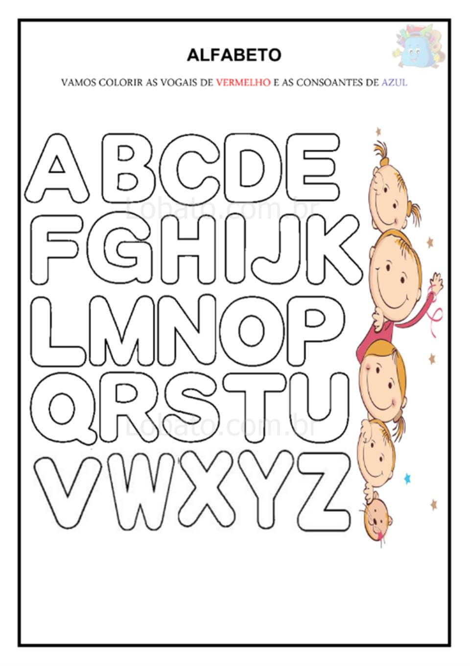 Atividade do alfabeto na educação infantil para imprimir