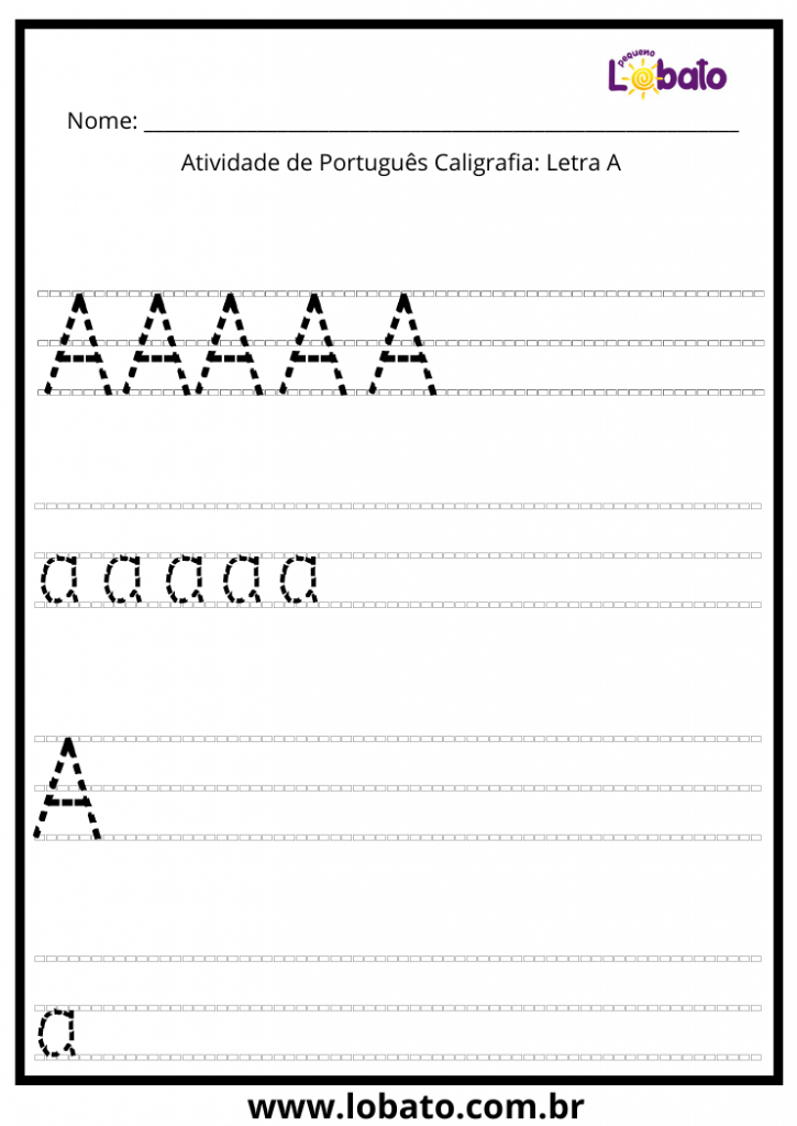 atividade para autista de português caligrafia letra A para imprimir