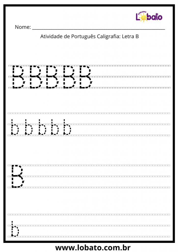 atividade para autista de português caligrafia letra B para imprimir