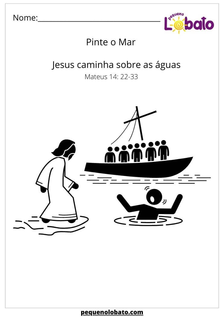 Atividade bíblica Jesus caminha sobre as águas para imprimir