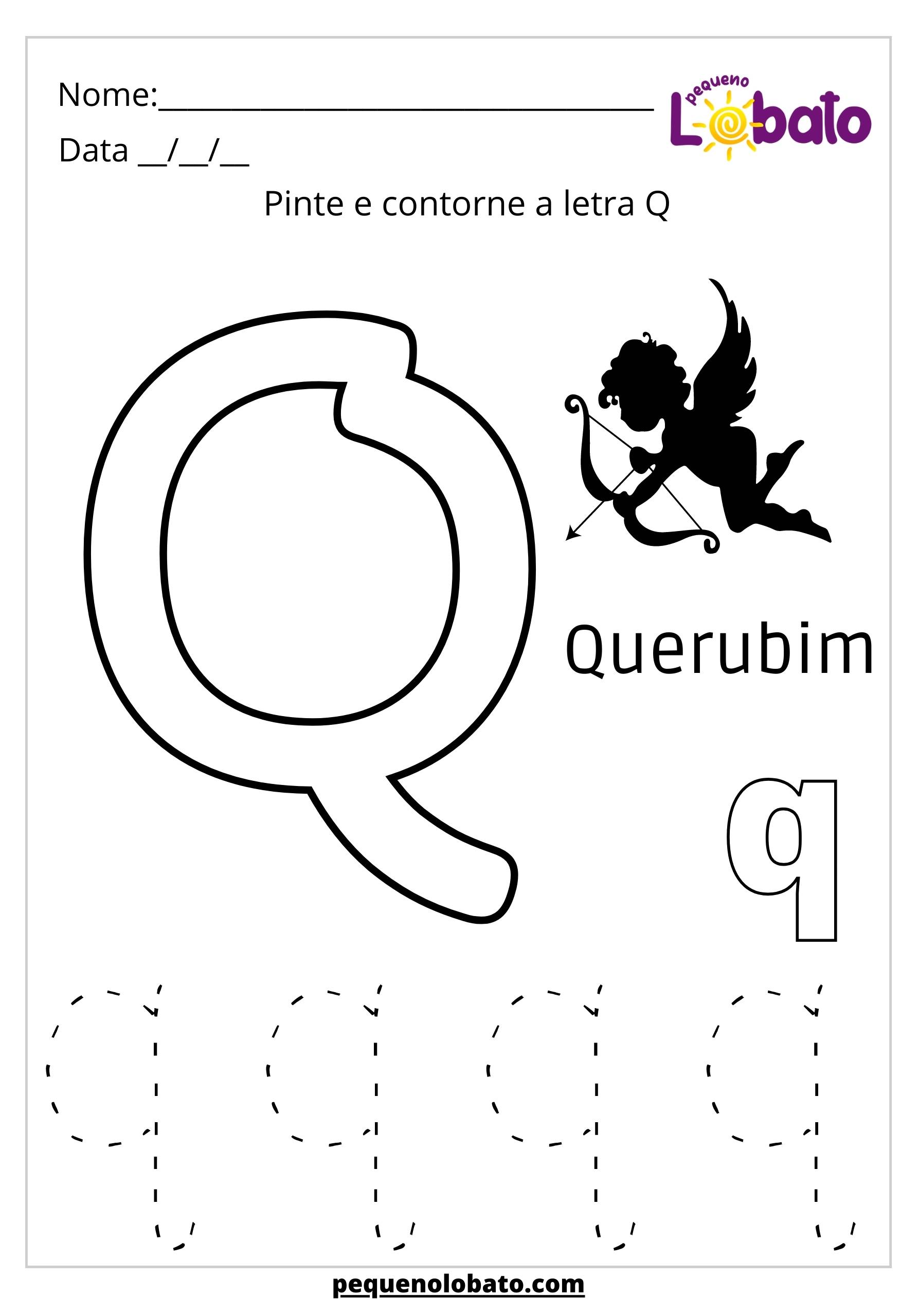 Atividade bíblica para crianças letra Q para imprimir