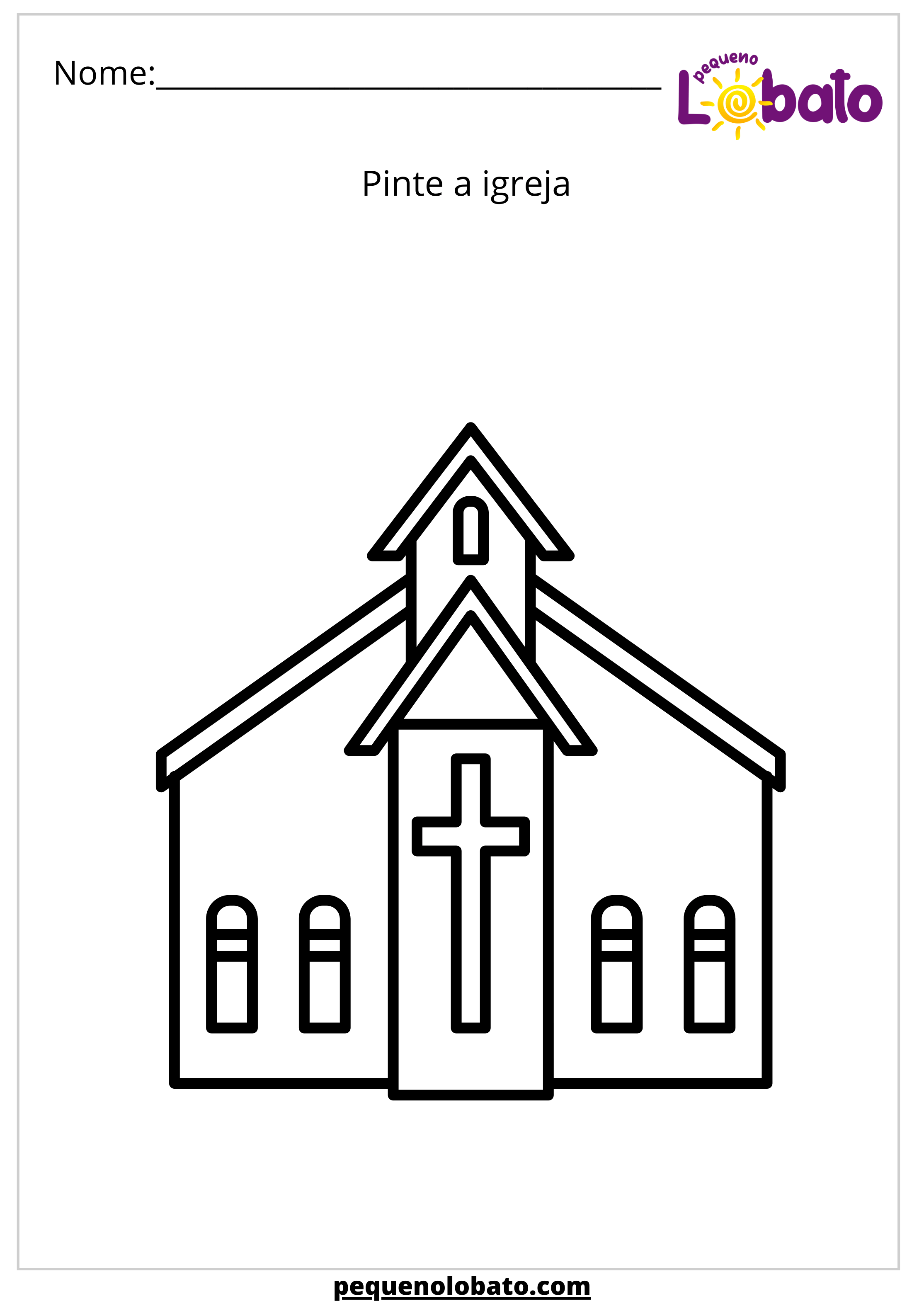 Atividade bíblica pinte a igreja para imprimir