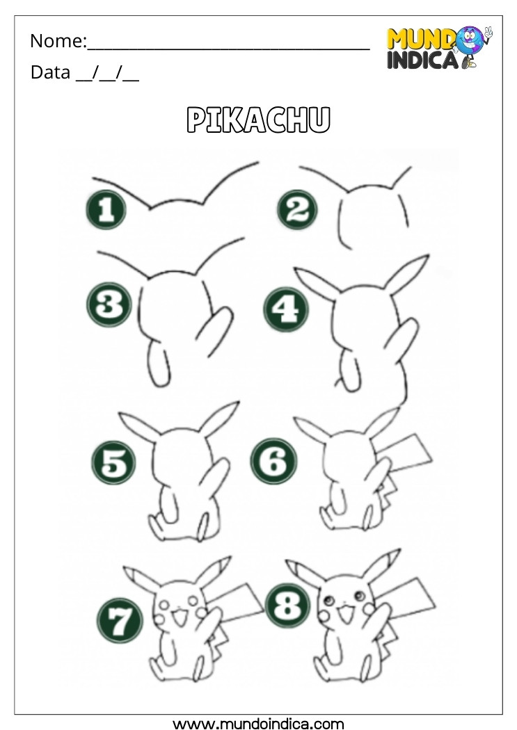 Atividade de Desenho do Pikachu para Autismo para Imprimir