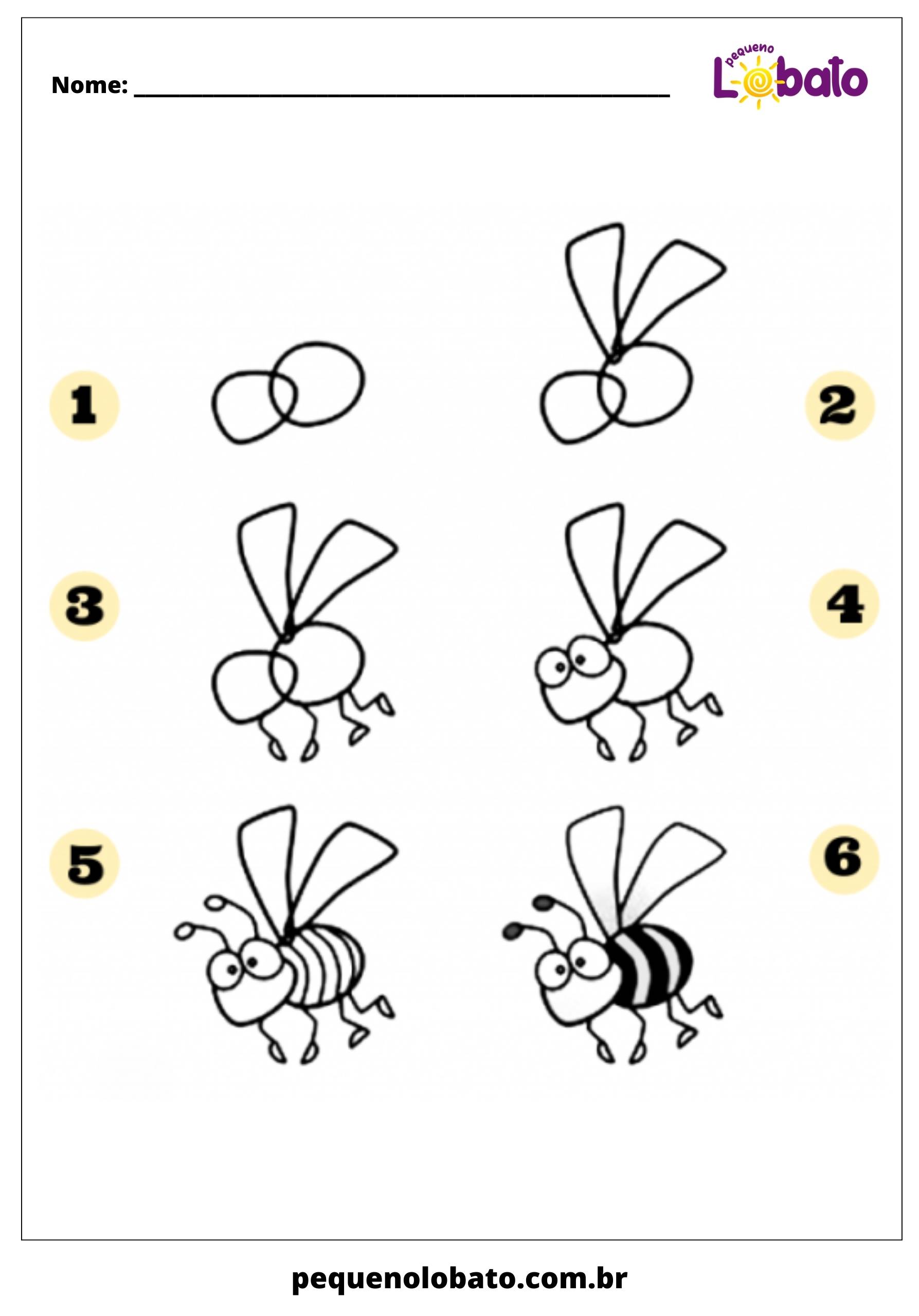 Atividade de abelha para imprimir e desenhar