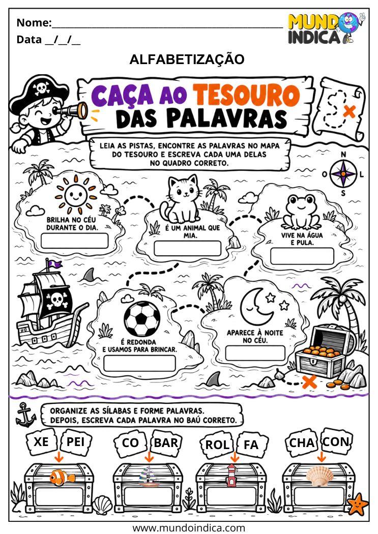Atividades de Alfabetização para Autismo com Caça ao Tesouro das Palavras
