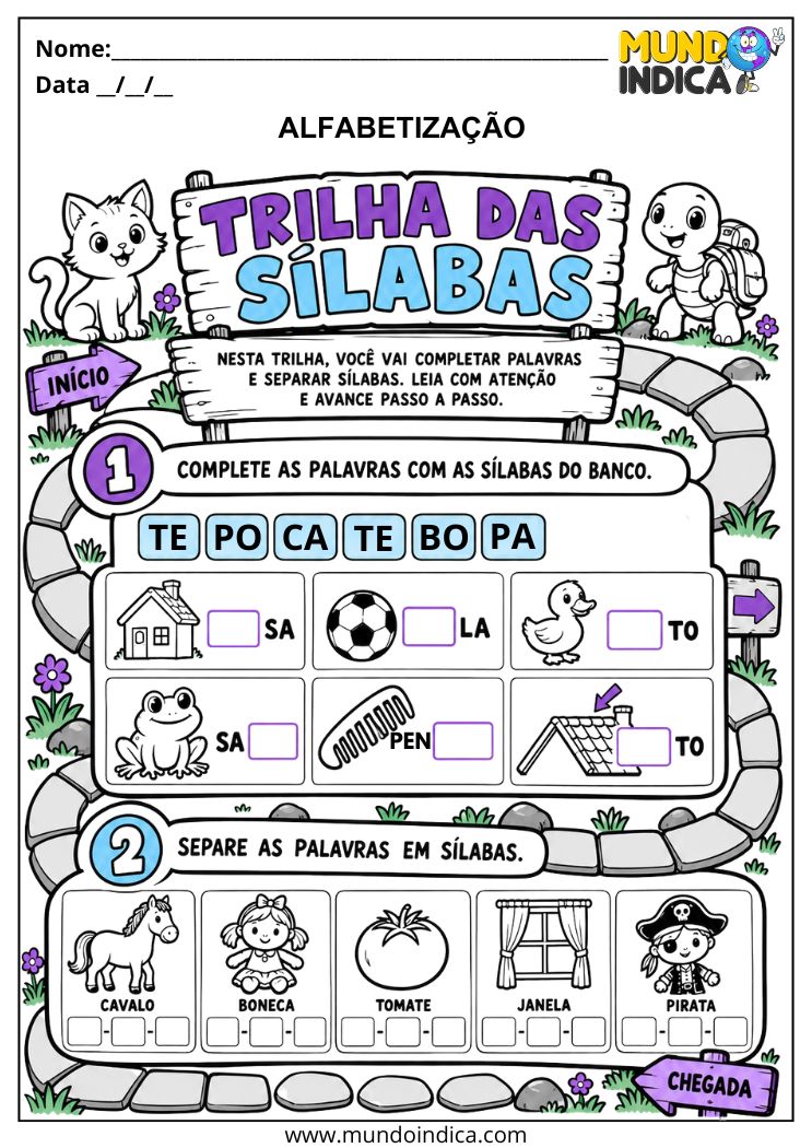 Atividades de Alfabetização para Autismo com Sílabas