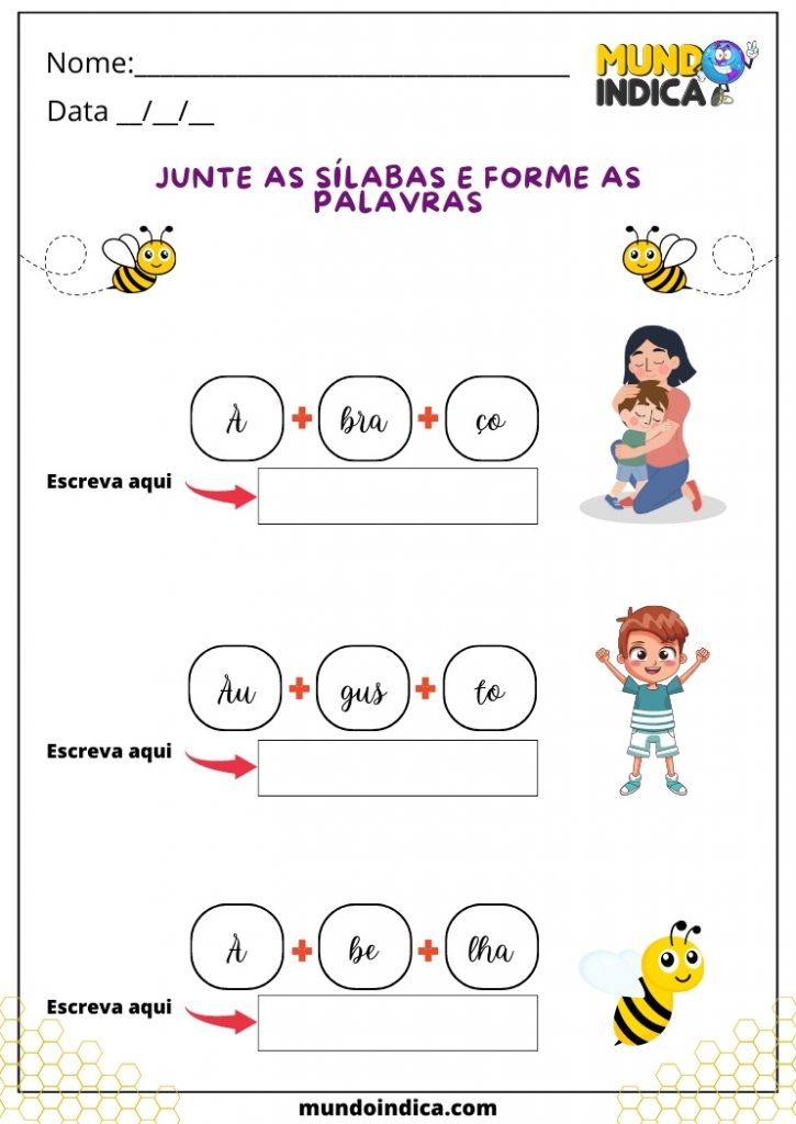 Atividades de sílabas Português para Alunos com Deficiência Intelectual