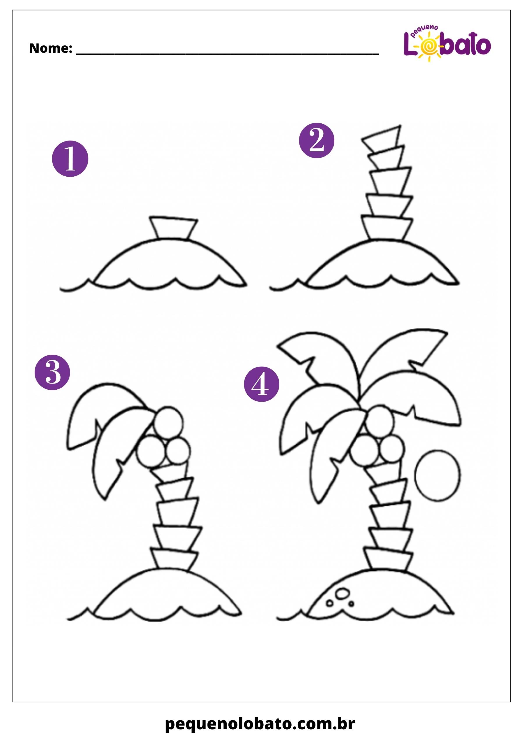 Coqueiro para imprimir desenhar e pintar