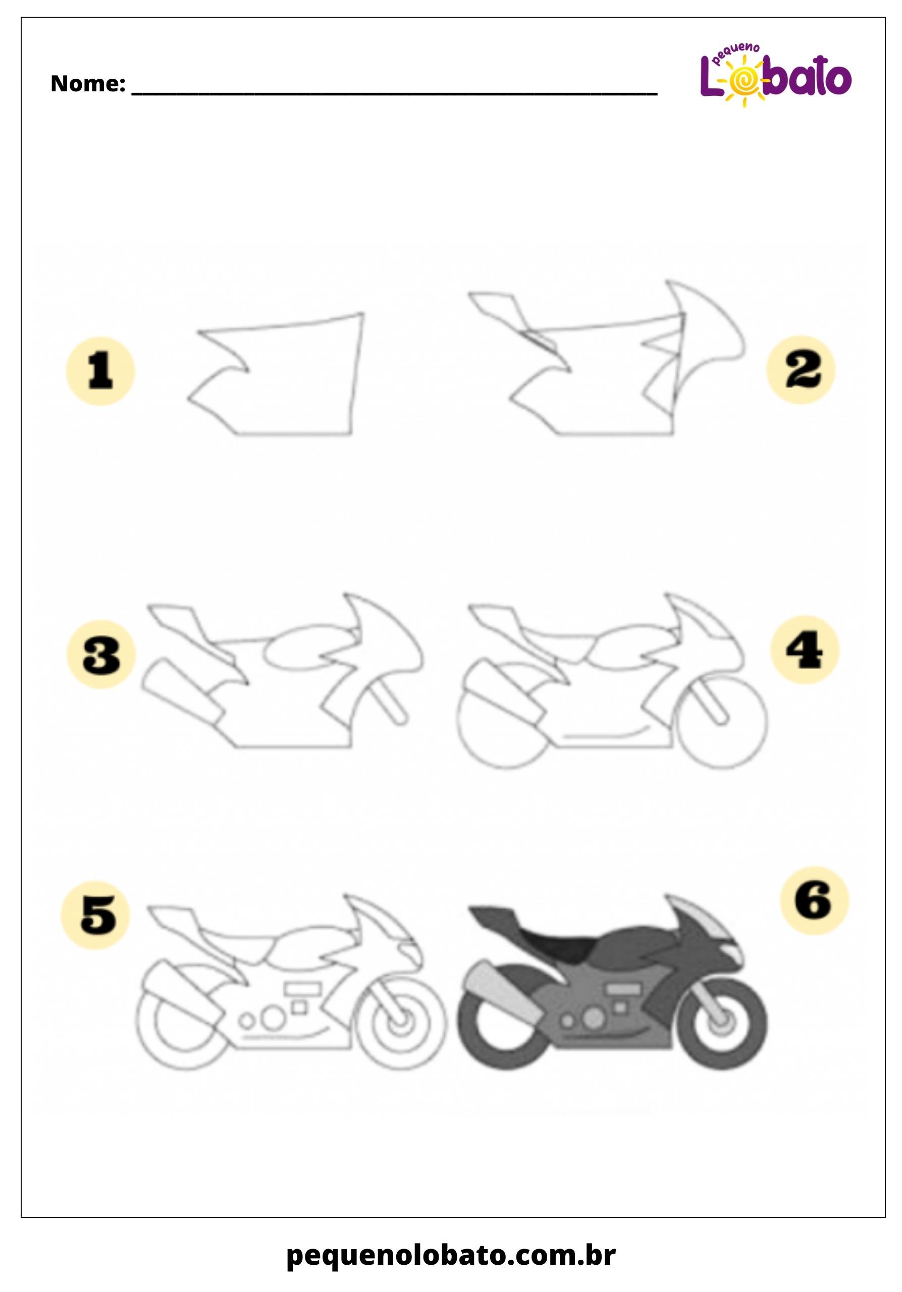 Como desenhar um moto FACIL passo a passo para crianças e iniciantes 2 