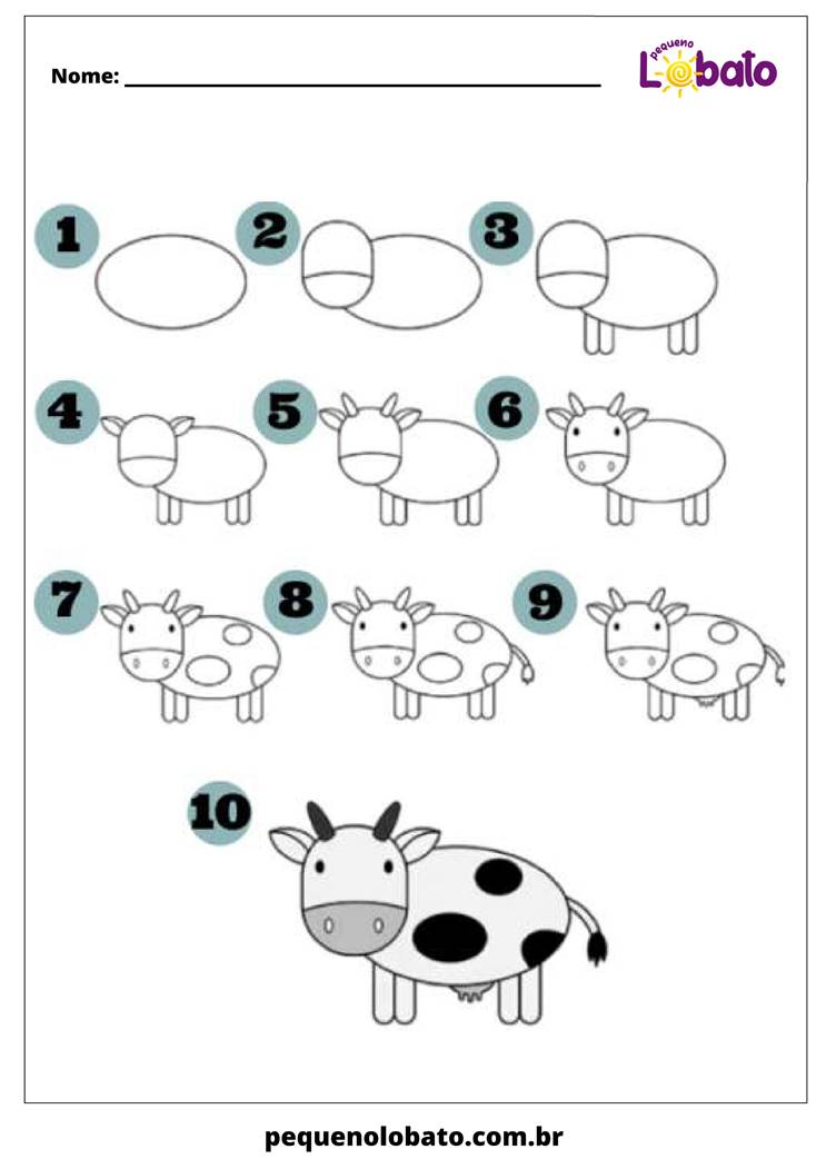 atividade de desenho de vaca para autistas