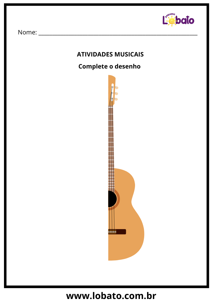 atividade de desenho para autismo violão para imprimir