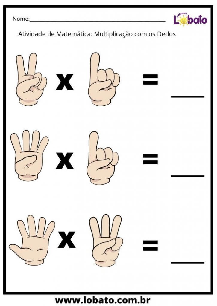 atividade para autismo de matemática multiplicação com os dedos para imprimir