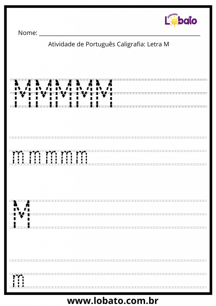 atividade de português caligrafia letra M