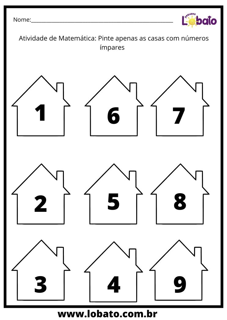 atividade para autismo pinte as casas com números ímpares download gratis