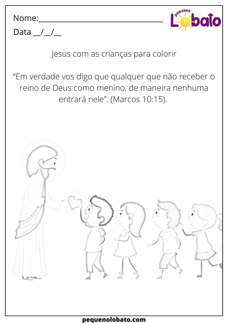Atividade Jesus com as Crianças para Colorir