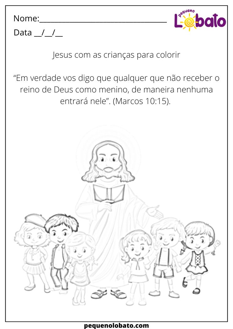 Atividade Jesus ensinando as Crianças para Colorir