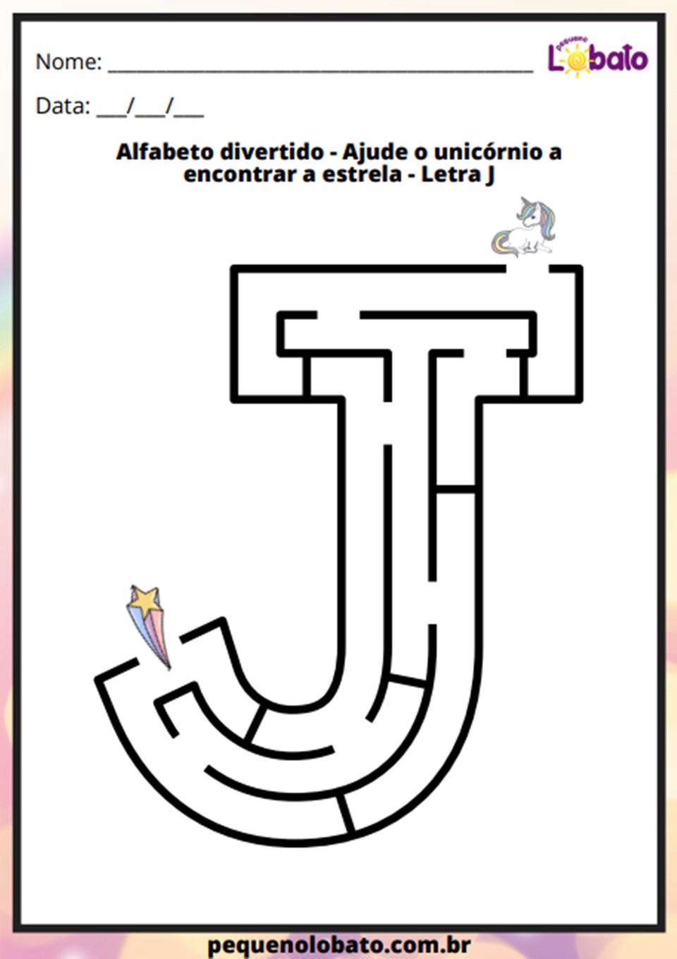 Atividade de labirinto letra J