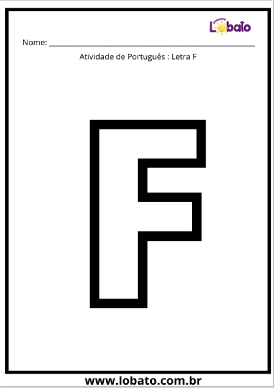 Atividade de português com a letra F para imprimir