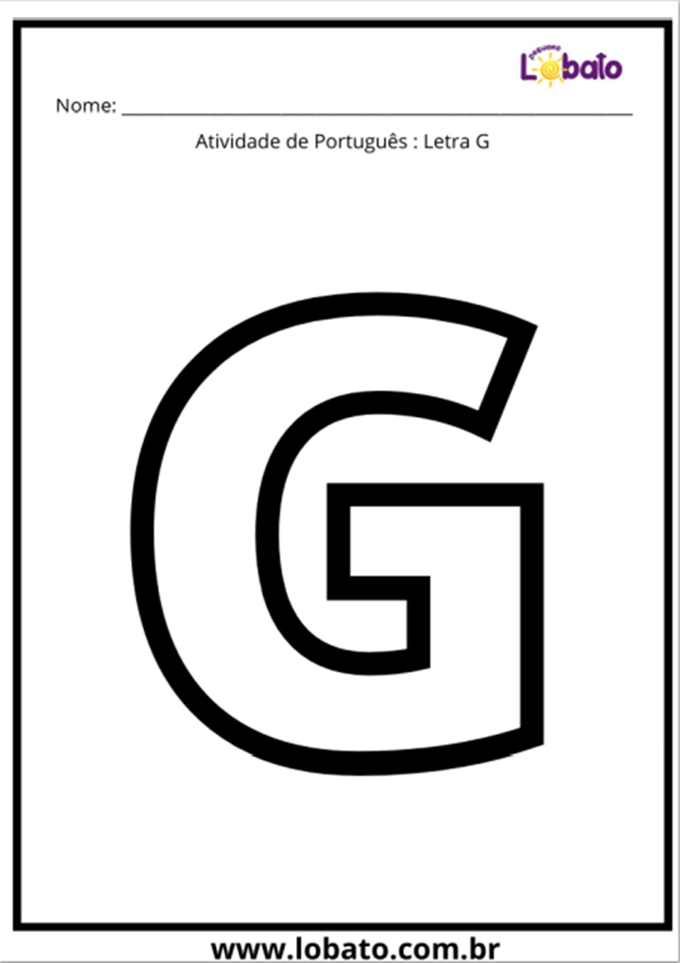 Atividade de português com a letra G para imprimir
