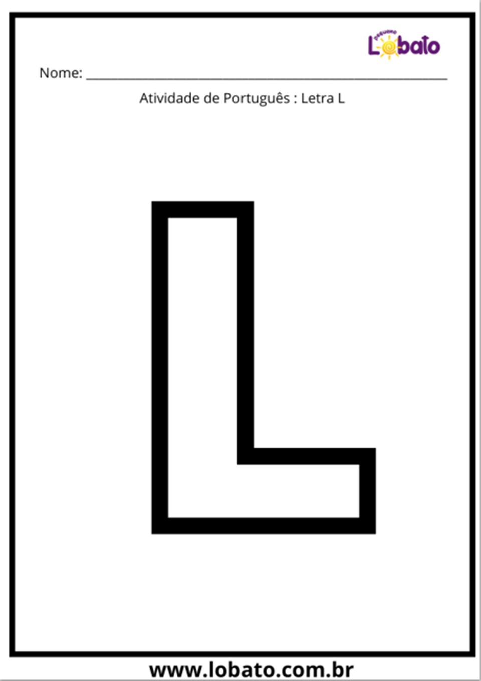 Atividade de português com a letra L para imprimir