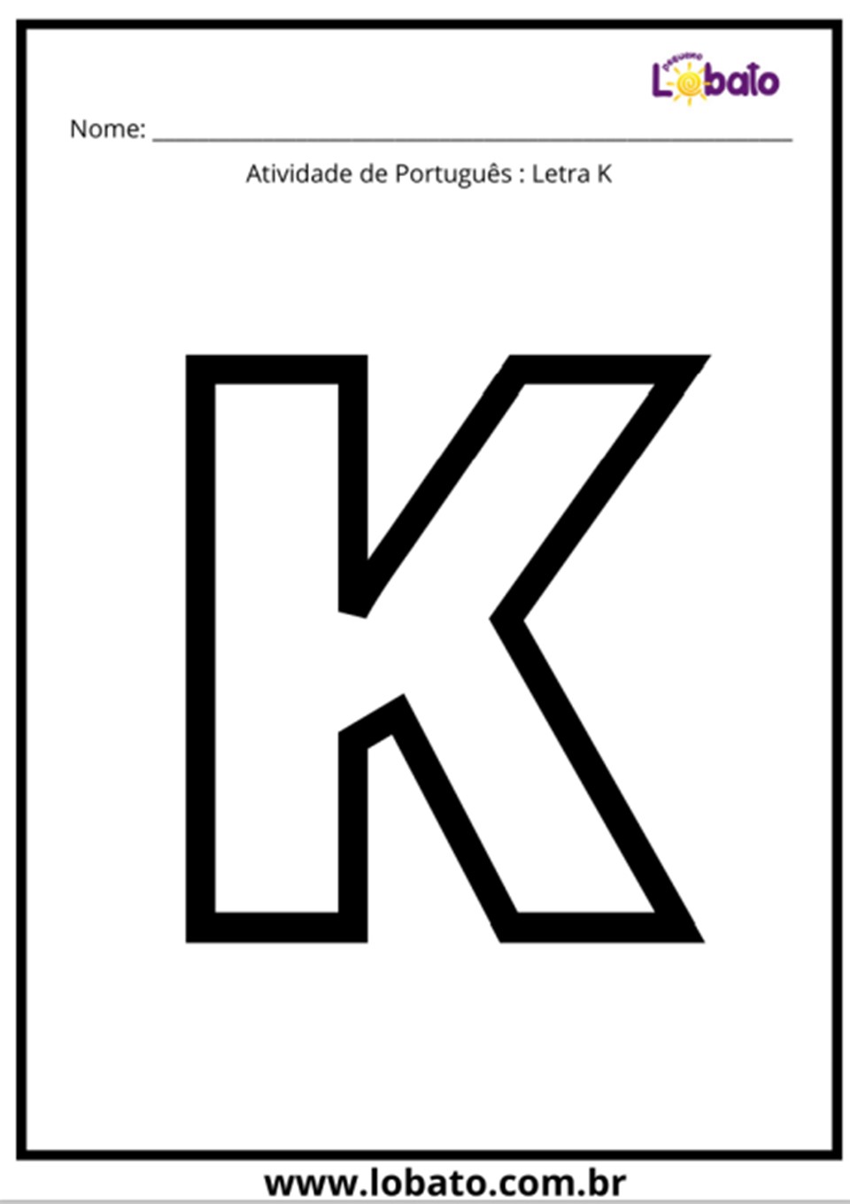 Atividade de português com a letra k para imprimir