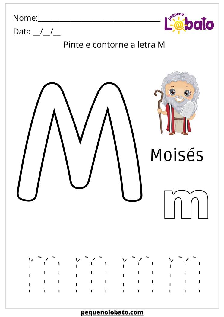 Atividades Bíblicas sobre Moisés de caligrafia e pintura