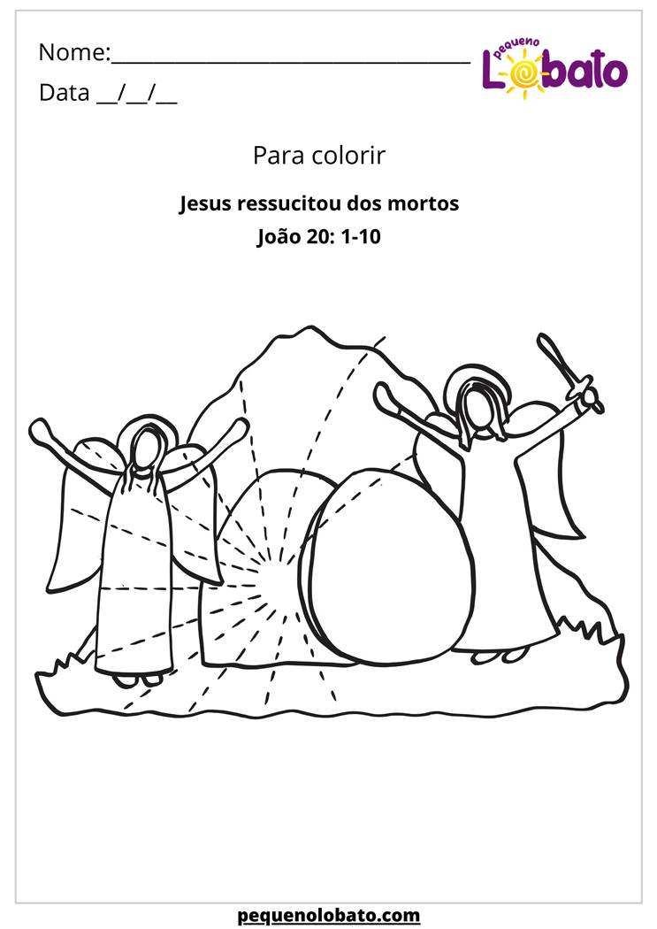 Atividade de Pintura para Colorir Jesus Ressuscitou dos Mortos 