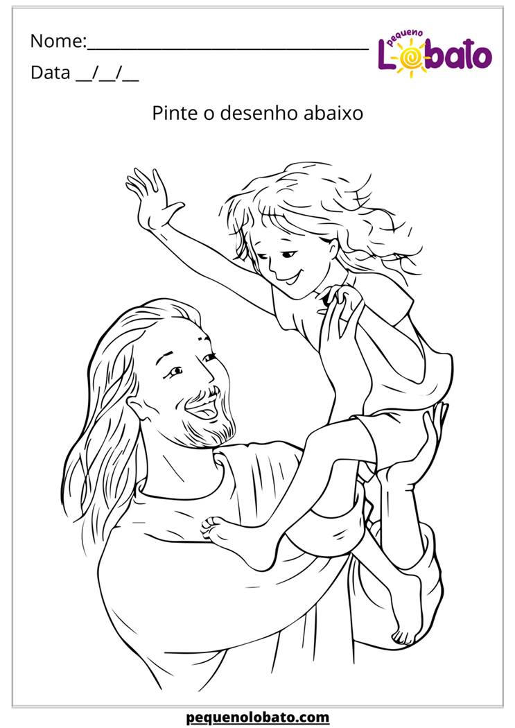 Jesus com a Criança para Colorir