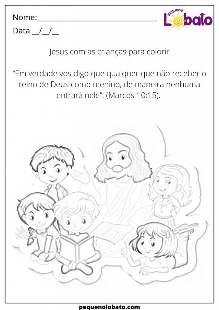 Atividades de Jesus com as Crianças para Colorir em 2024