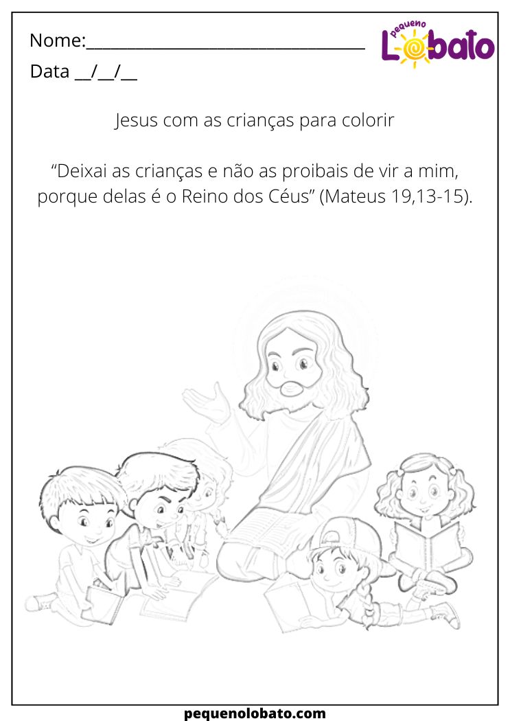 Jesus com as Crianças para Colorir