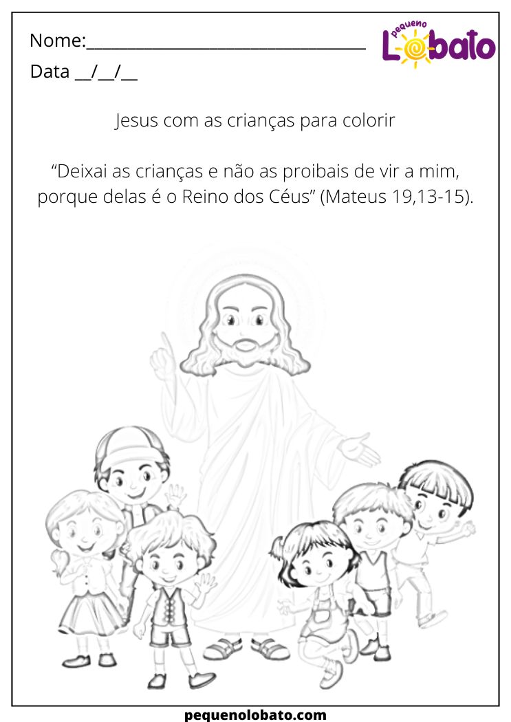 Jesus ensinando as Crianças para Colorir