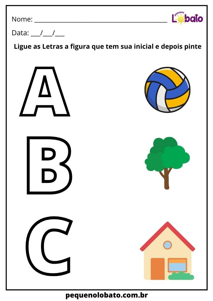 atividade com a letra A, B e C