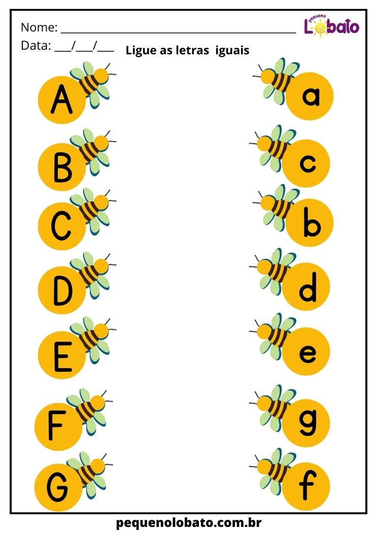 atividade com as letras A, B e C para ligar
