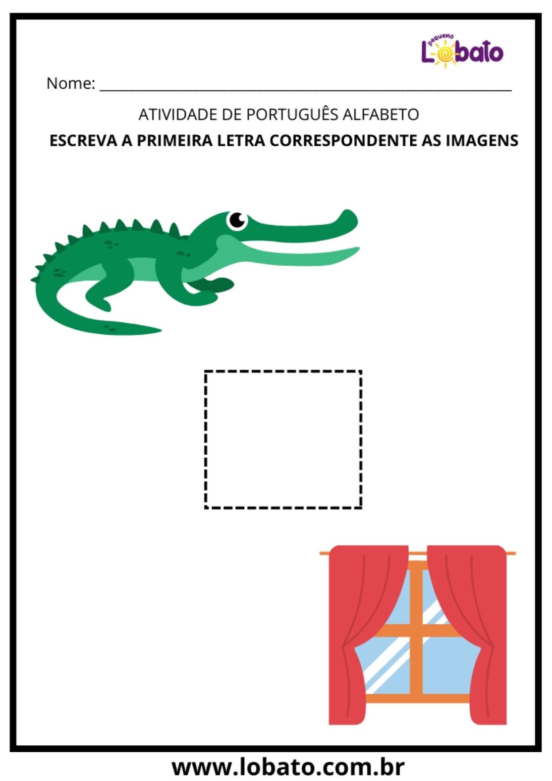 Atividade de Português para Escrever a Letra Inicial das Imagens para Imprimir