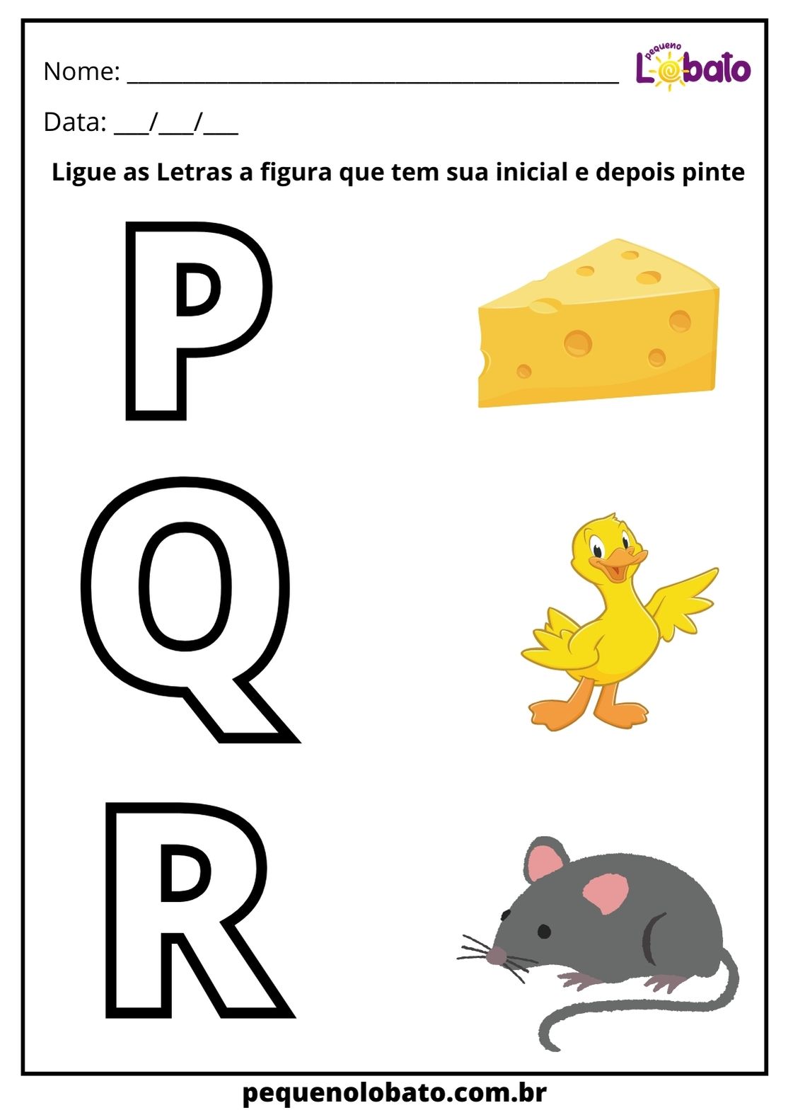 Atividade de Alfabetização para Autismo para imprimir letras P Q R