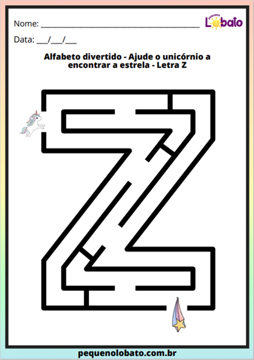 Atividade de labirinto letra Z